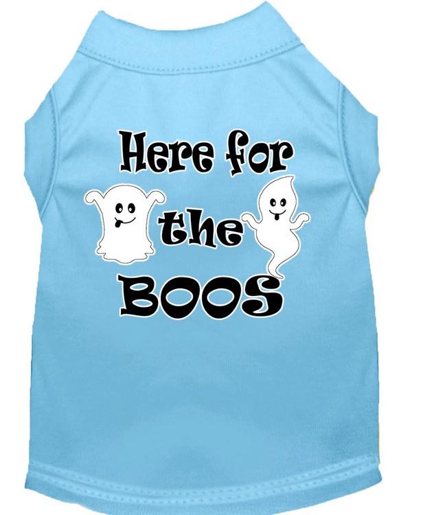 Here for the Boos Screen Print Dog Shirt Baby Blue XXL